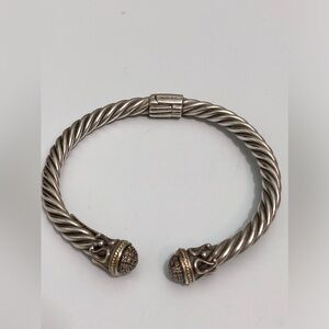 Effy Sterling Silver & 18k Diamond Cable Cuff Bracelet